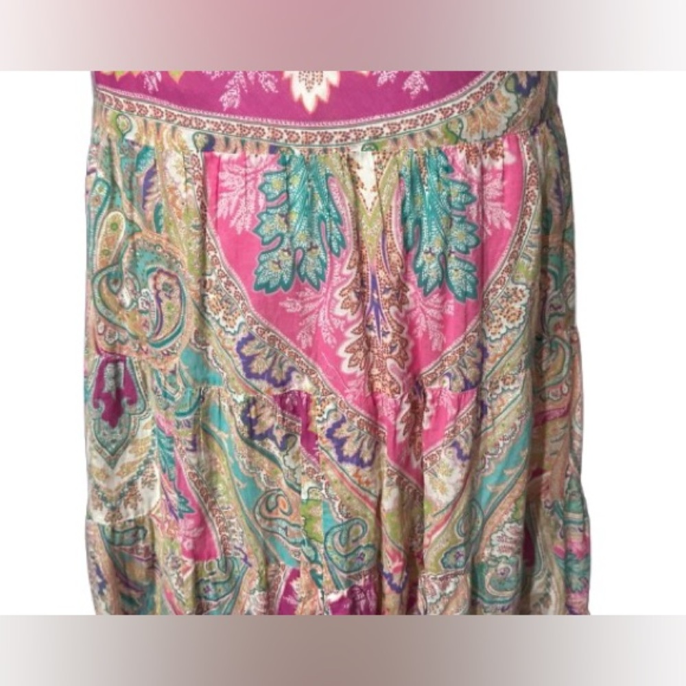 100% Cotton Ralph Lauren 1X Skirt Madi Paisley Boho Pink Aqua Size 18 Size 16 - Picture 11 of 14